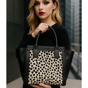 Chloé Alison East-West Tote – Pony Hair & Black Leather – Cream/Black – Made in